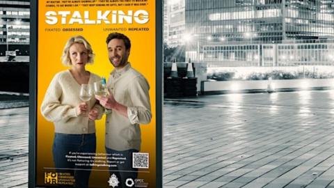 A mock-up film poster for an anti-stalking campaign