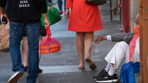 A beggar in San Francisco's Chinatown district