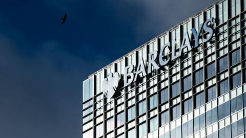 Barclays logo on Canary Wharf office