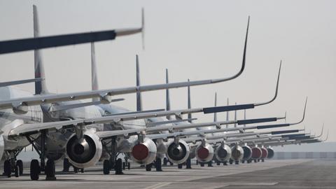 Stacked planes on runway