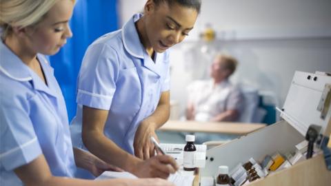 Dispensing medicine in a hospital ward