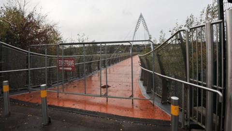 The footbridge opened four years ago but is already closed for repairs