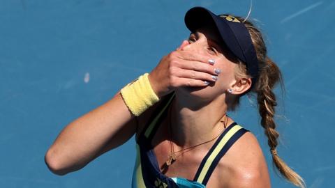 Dayana Yastremska celebrates at Australian Open