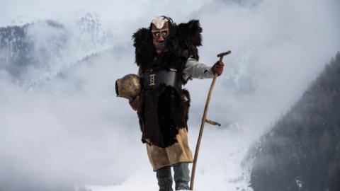 Man in mask in Lötschental valley