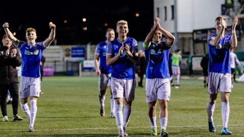 Penybont players celebrate their win