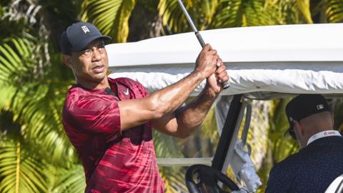 Tiger Woods playing at the Hero World Challenge in the Bahamas