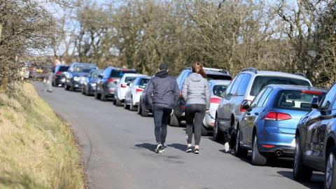 Divis Road area of Belfast on Sunday showing dangerous roadside parking