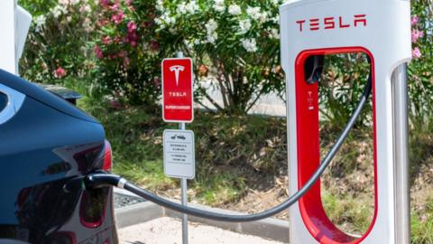 Tesla car charging point in Barcelona