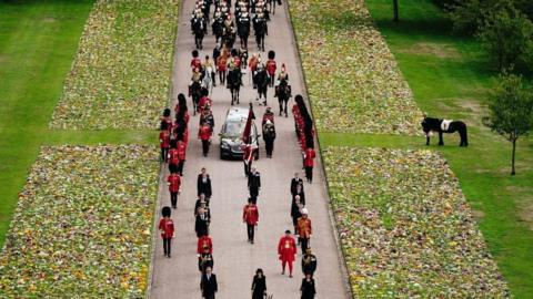 Procession of Queen's funeral at Windsor