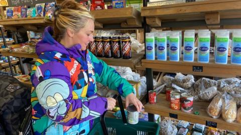 Woman in foodbank