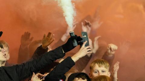 Raith Rovers fans set off flares at East End Park