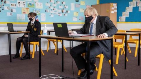Boris Johnson on a school visit