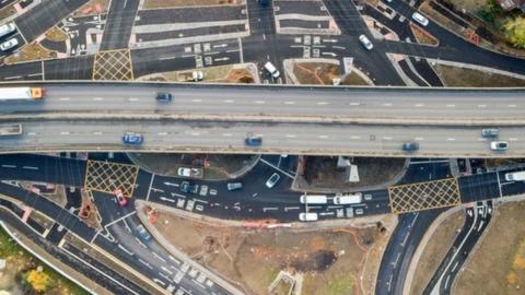An aerial view of the new Princess Road/Medlock Street junction,