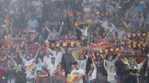 Roma fans at Europa Conference League final