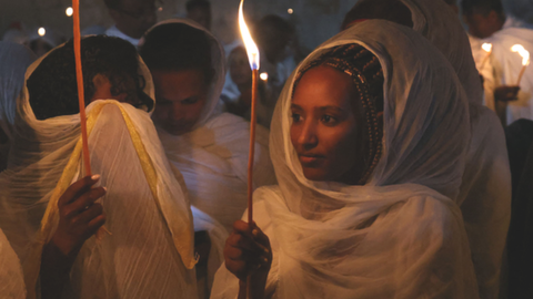 Ethiopian Orthodox Christian pilgrims at the ceremony