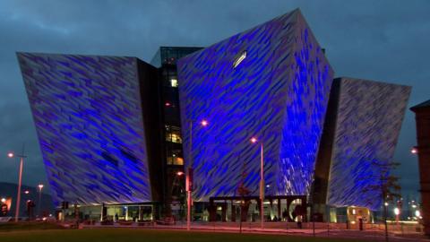 Titanic Belfast was among the buildings lit up on Friday night