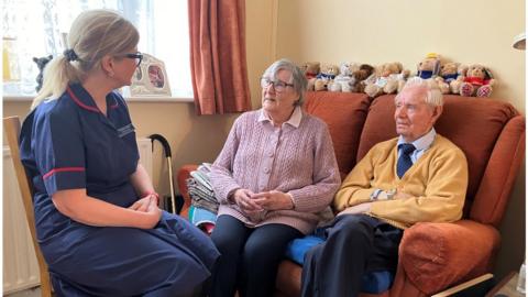 Dawn Cuzner with Sheila and her husband Ernie who’s the patient. Sheila being supported in caring for him at home in Oxford