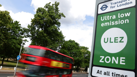 A sign indicating the boundary of London's ULEZ zone