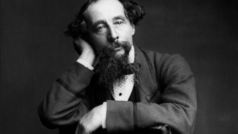 Black and white photograph of Charles Dickens