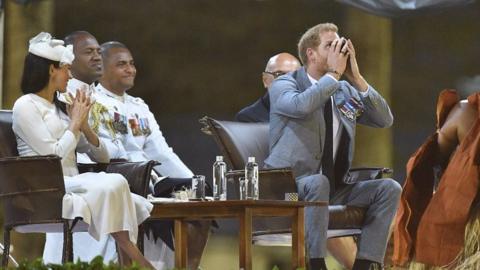 Prince Harry sipping kava in Fiji