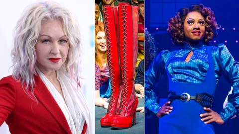 Cyndi Lauper and a production still from Kinky Boots