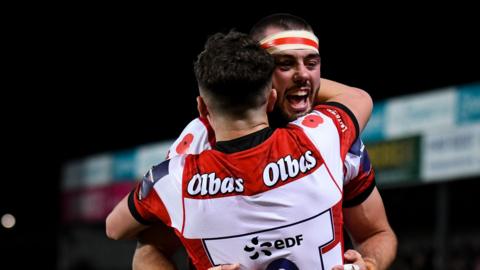 Gloucester captain Lewis Ludlow celebrates