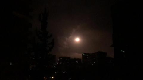 Missiles in the night sky in Syria