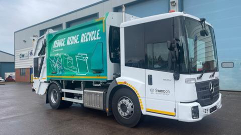 A new recycling lorry at the recycling depot in Swindon.