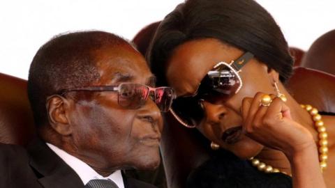 President Robert Mugabe and his wife Grace pictured in August 2017