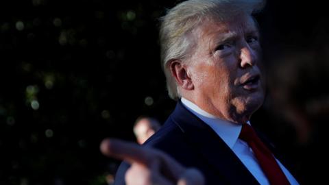 Donald Trump attends the Congressional Picnic on the South Lawn of the White House in Washington, DC, on June 21, 2019