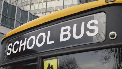 A generic school bus sign