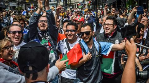 Football fans in Cardiff