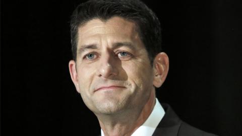 Paul Ryan speaks inside the Armory in Janesville. 9 Aug 2016