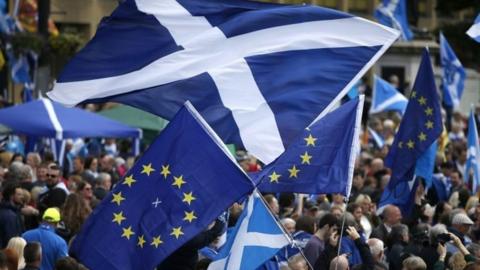 Scottish and EU flags