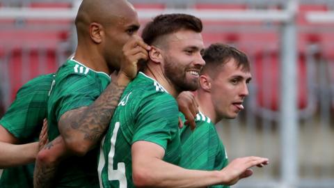 NI celebrate Gavin Whyte's goal against Malta