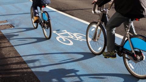 Cycling in a cycle lane