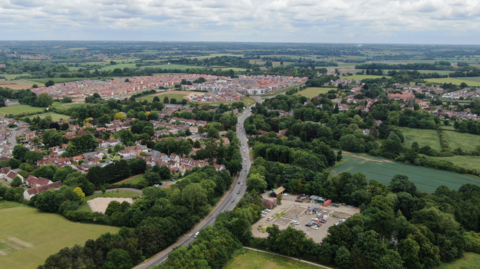 Aerial view of Gilden Park in Harlow