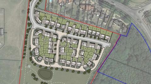 An overview of the plan shows how the proposed estate would be laid out on green space off Barton Road.