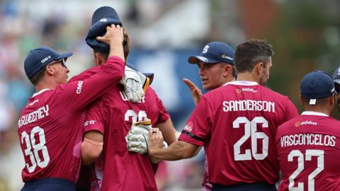 Northants celebrate beating Somerset