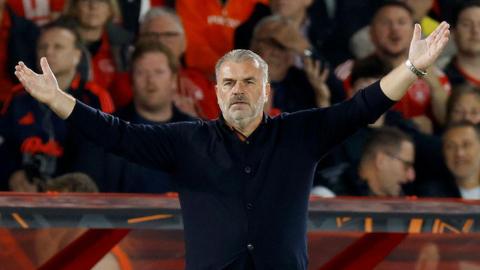 Ange Postecoglou reacts during Nottingham Forest's Europa League game