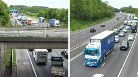 A composite picture of several images from the motorway. 