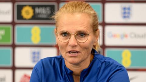 Sarina Wiegman speaking in a press conference