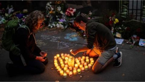 Candles at a vigil in Christchurch