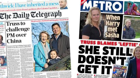 Front pages of the Daily Telegraph and Metro