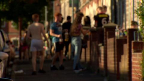 Students have been gathering in large groups in Belfast's Holyland area