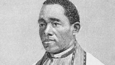 Drawing depicts Augustus Tolton
