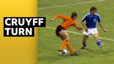 Johan Cruyff perfoms his famous 'turn'