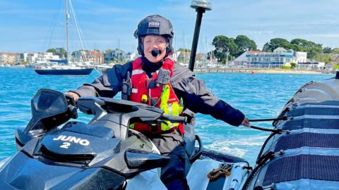 Dorset Police officer on watercraft