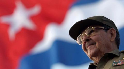 Cuba"s President Raul Castro attends the May Day parade at Havana"s Revolution Square May 1, 2008.