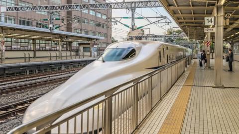 Bullet train in Japan station